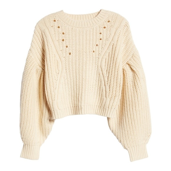 TopShop Pointelle Detail Balloon Sleeve Knit Sweater M (8-10) - Picture 1 of 11